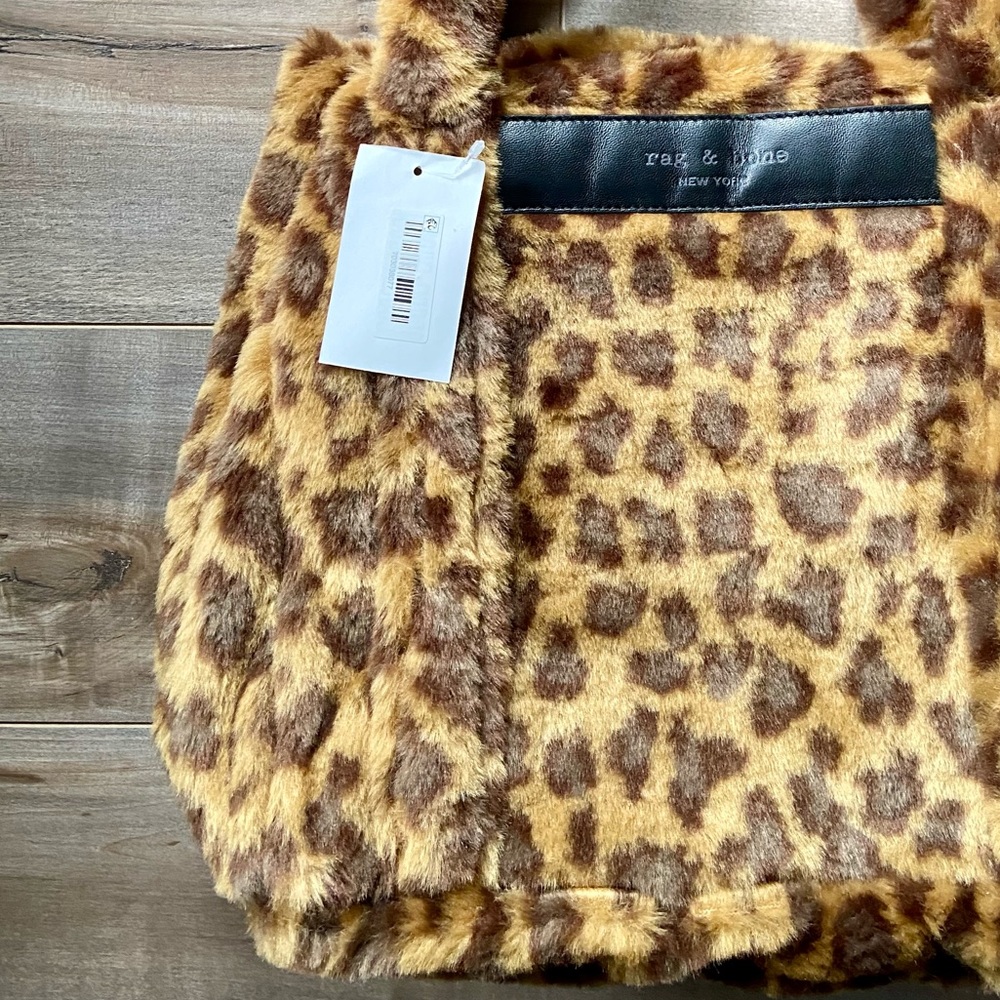 RAG & BONE Small Cloud Leopard Print Faux Fur Tote - Picture 8 of 16